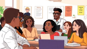 Capture proactive certification exam support in a vibrant classroom with engaged students learning.