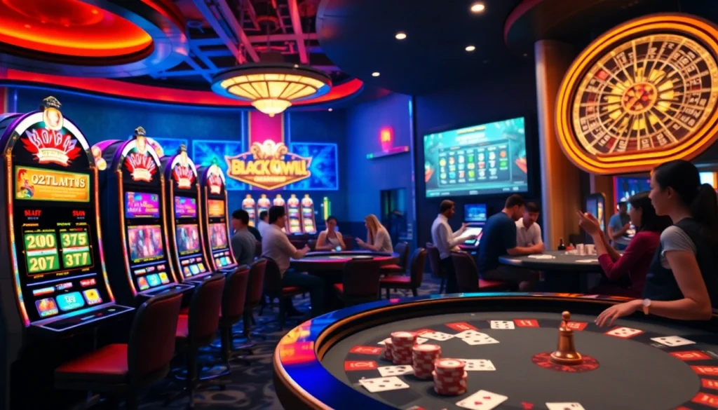 Experience the vibrant energy of BLACKOWL88's online gambling with modern slot machines and dynamic gaming interactions.