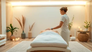 편안함과 웰빙을 강조하는 평온한 스파 환경에서의 스웨디시 마사지 치료