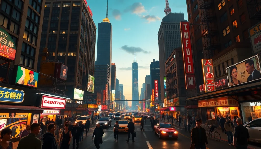 Wciągająca scena z GTA przedstawiająca ruchliwe ulice miasta w nocnym oświetleniu.