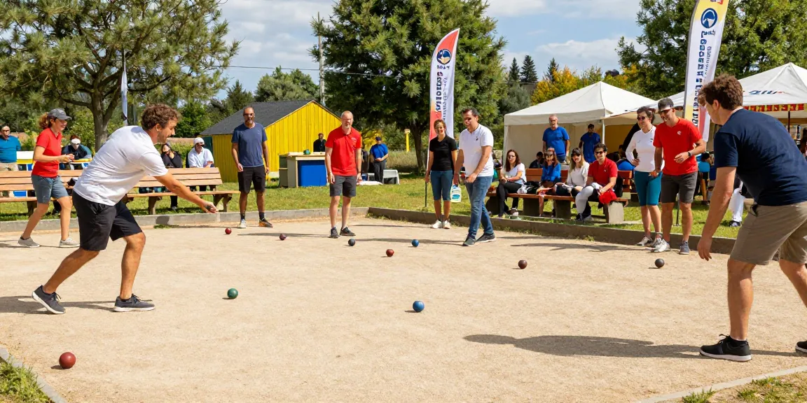 Aktivitas bermain petanque di fopikotapontiana.org dengan suasana penuh semangat dan tawa.