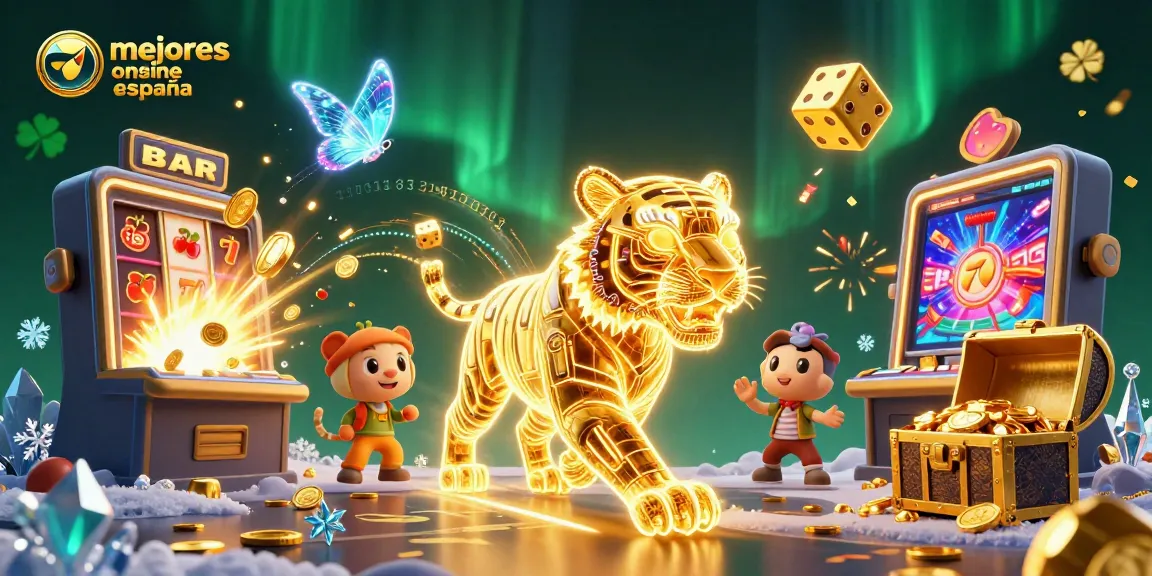Prueba la emoción de los mejores casinos online en España con un tigre de luz y tragamonedas desbordantes de premios.