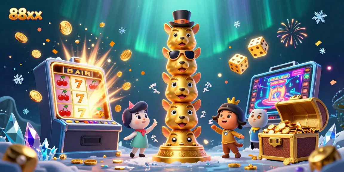 Engage with 88xx casino magic, showcasing a dynamic scene of a totem pole and exciting games.