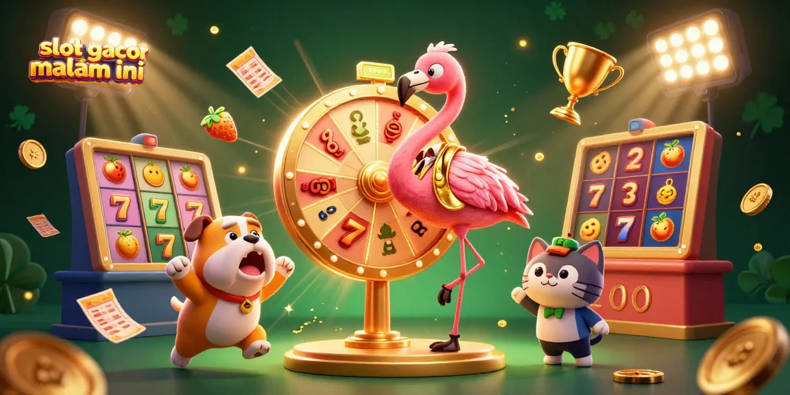 Experience the excitement of slot gacor malam ini with a vibrant, dynamic illustration featuring casino elements.